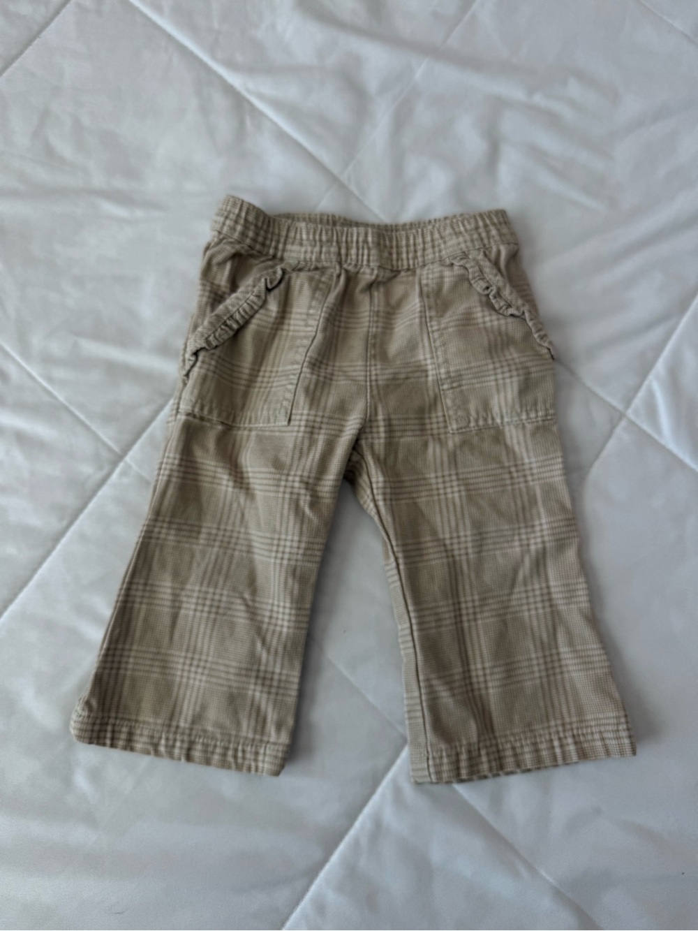 Faded Glory Beige Plaid Pull-On Kids Pants